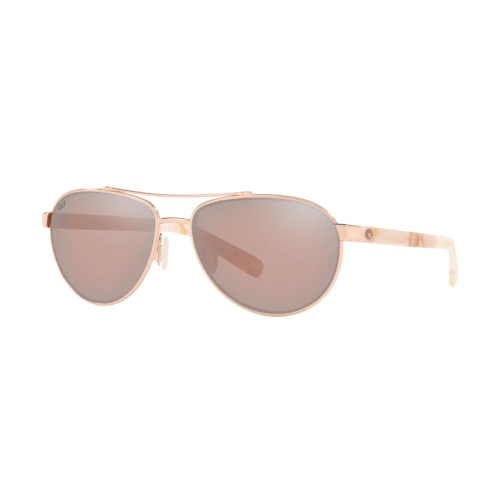 Costa Fernandina Sunglasses Polarized Women's in Shiny Rose Gold with Copper Silver Mirror 580G